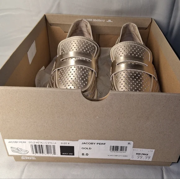 Dolce Vita Metallic Gold Platform Penny Loafers - Picture 2 of 8